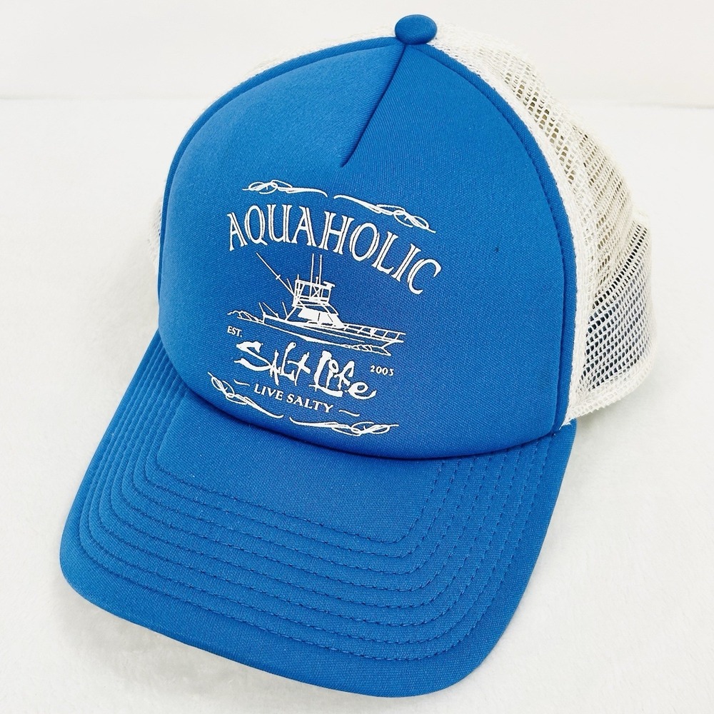 Salt Life Aquaholic A-Frame‎ Foam Trucker Hat Cap Adjustable Snapback Blue